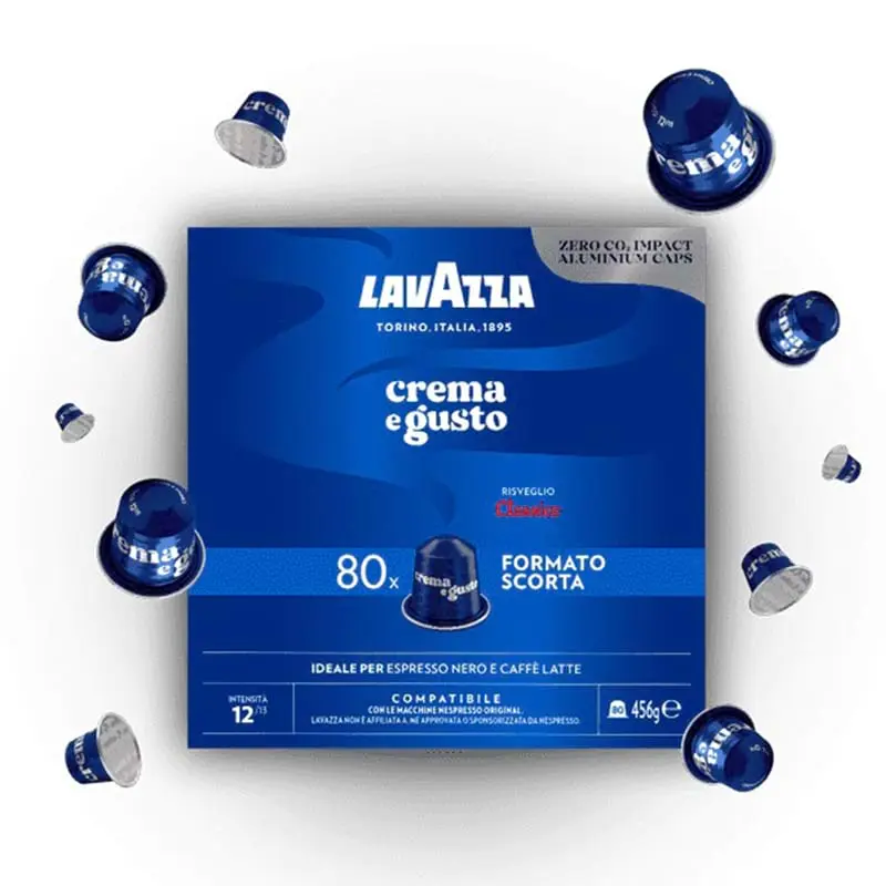 80 Capsule alluminio Lavazza Crema e Gusto compatibili Nespresso